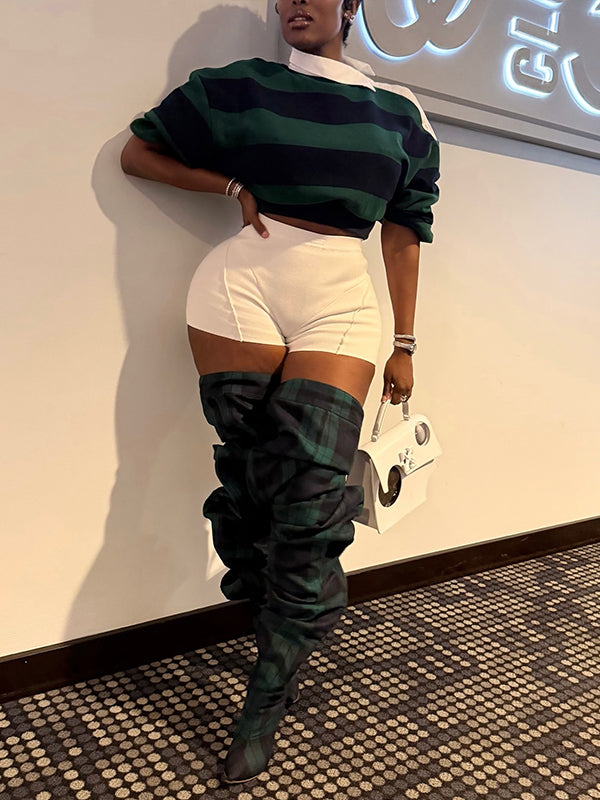 Motionkiller Stripe Button-Shoulder Top