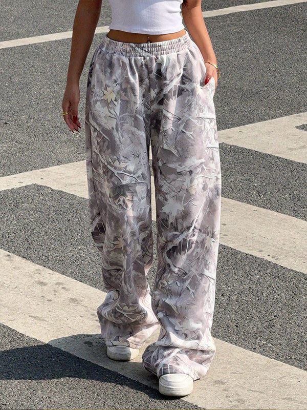 Printed Wide-Leg Pants