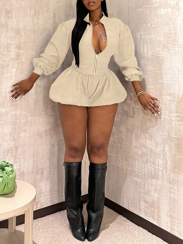 Zip-Front Jacket & Bubble Skirt Set