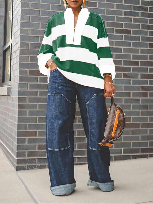 Colorblock Zip-Front Top