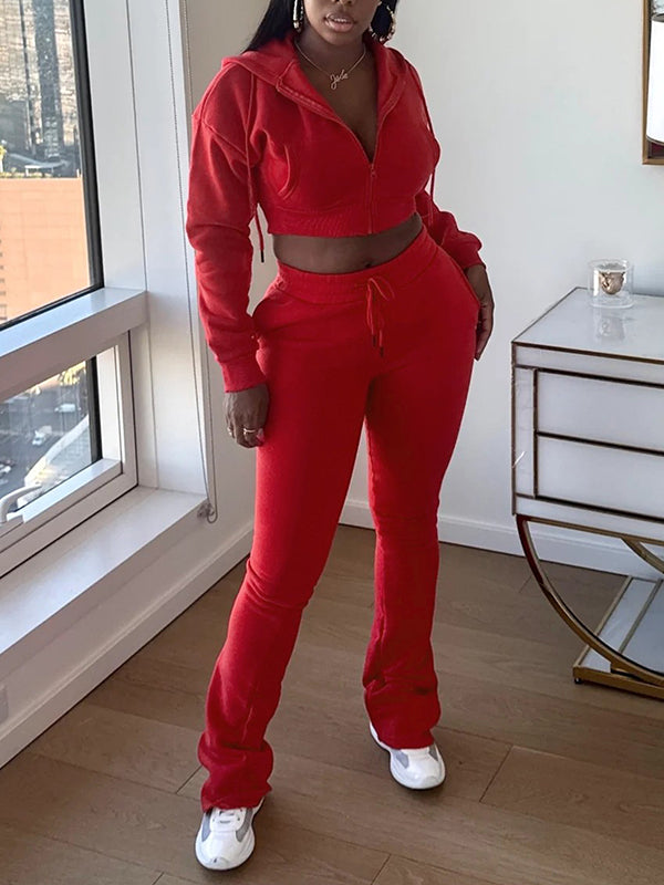 Motionkiller Solid Zip-Front Hoodie & Pants Set