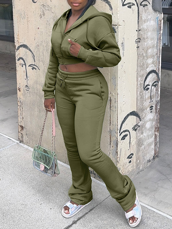 Motionkiller Solid Zip-Front Hoodie & Pants Set