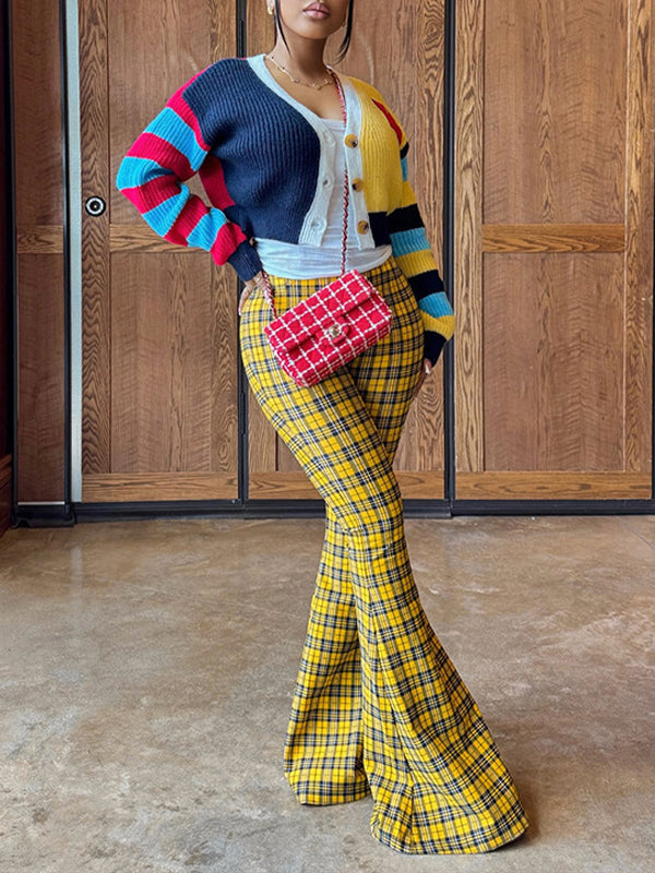 Motionkiller Plaid Flared Pants