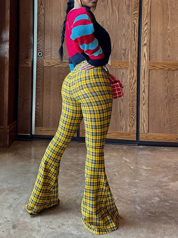 Motionkiller Plaid Flared Pants