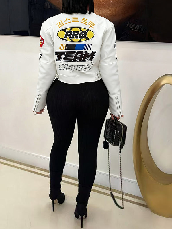 Printed Faux-Leather Jacket