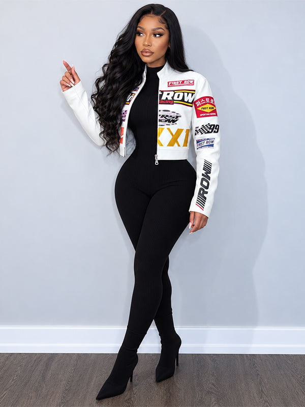 Printed Faux-Leather Jacket
