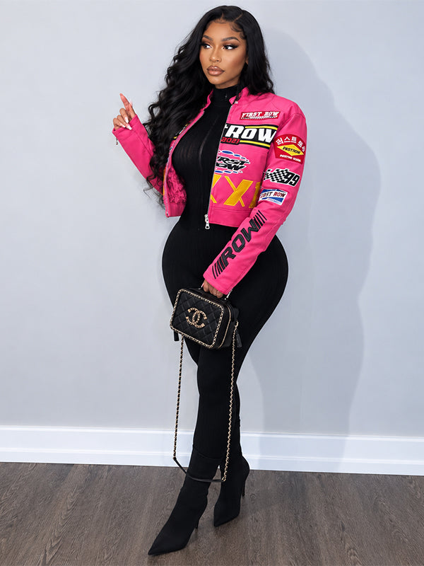 Printed Faux-Leather Jacket