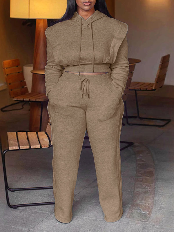 Solid Hoodie & Pants Set
