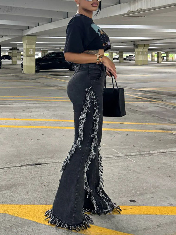 Fringe Flared Jeans