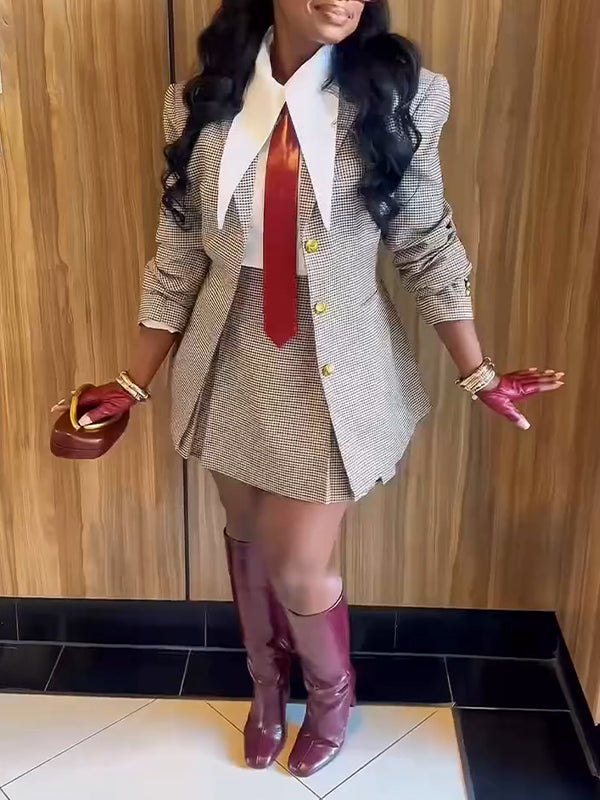 Motionkiller Plaid Blazer & Skirt Set