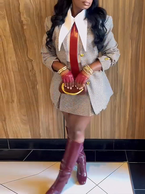 Motionkiller Plaid Blazer & Skirt Set