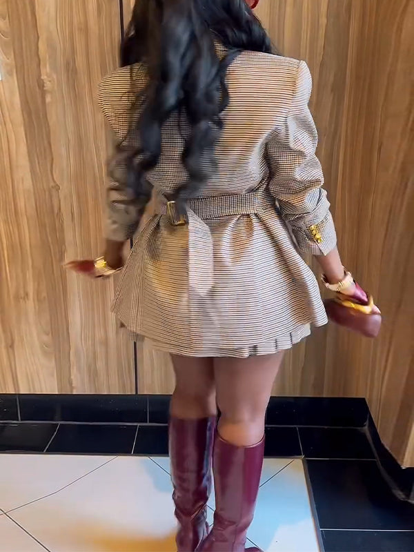 Motionkiller Plaid Blazer & Skirt Set