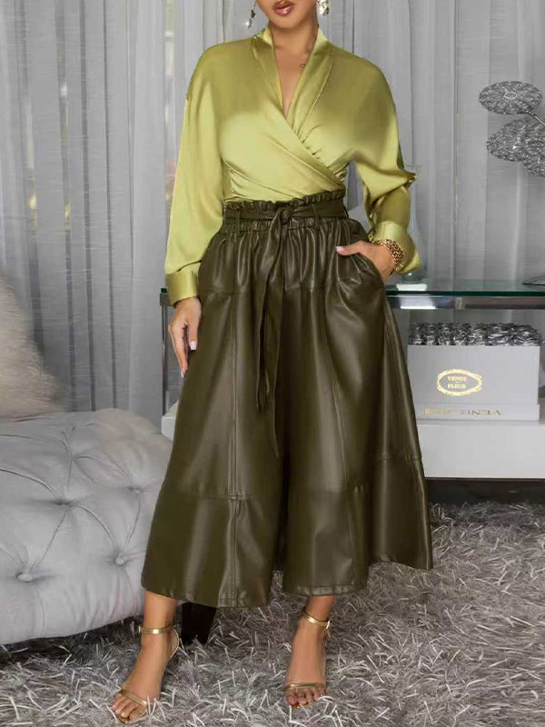 Faux-Leather Tied Skirt