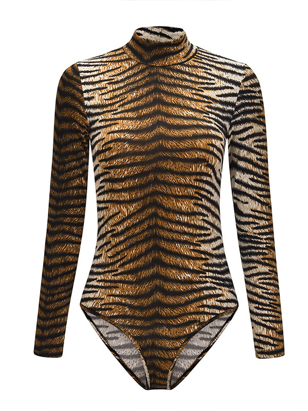 Printed Mock-Neck Bodysuit