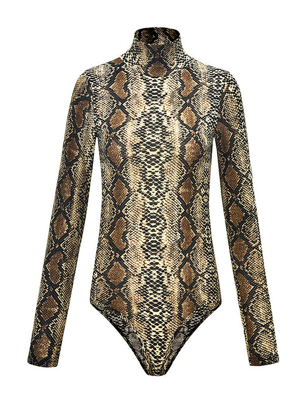 Printed Mock-Neck Bodysuit