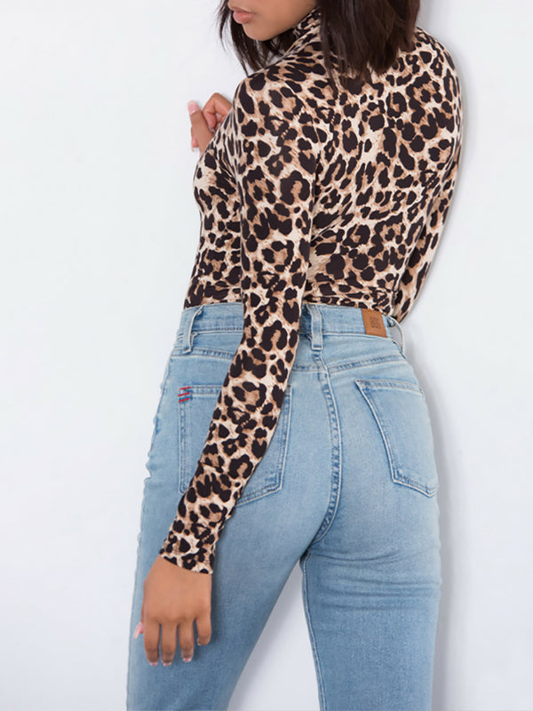 Printed Mock-Neck Bodysuit