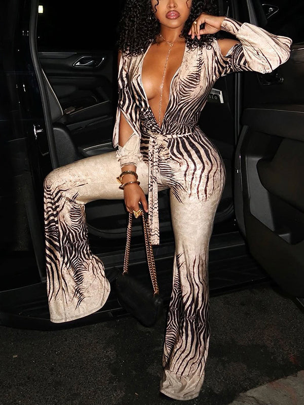 Printed Tied Jumpsuit--Clearance