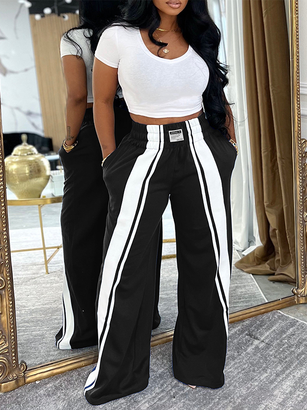 Stripe Wide-Leg Sweatpants