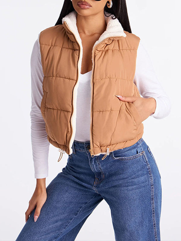 Zip-Front Shearling Vest