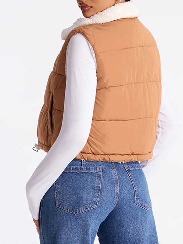 Zip-Front Shearling Vest