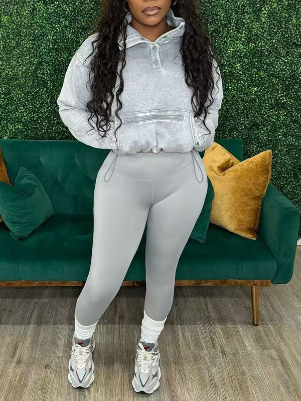 Snap-Front Sweatshirt & Pants Set