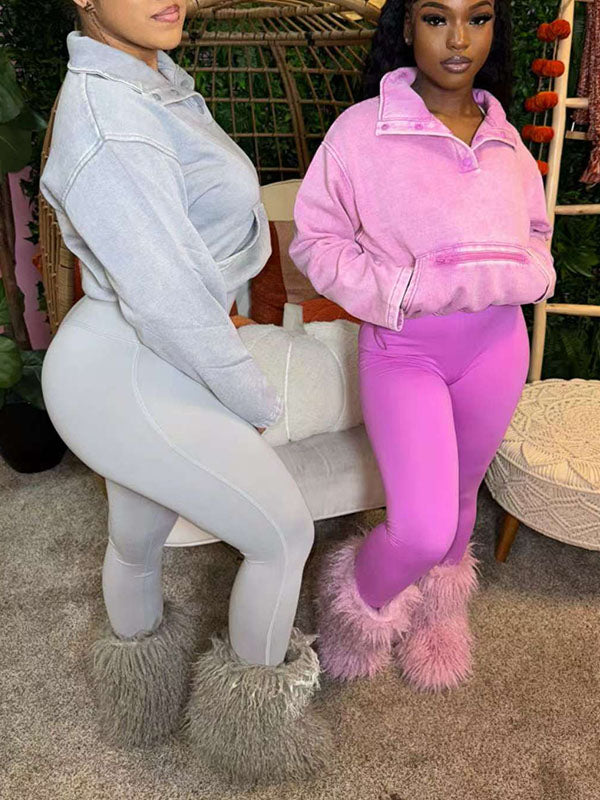 Snap-Front Sweatshirt & Pants Set