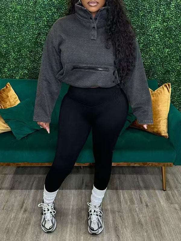 Snap-Front Sweatshirt & Pants Set