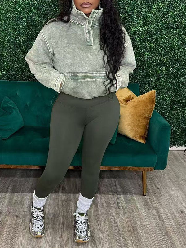 Snap-Front Sweatshirt & Pants Set