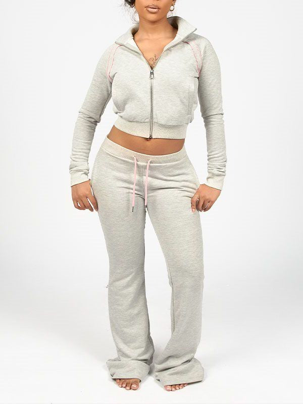 Stripe Zip-Front Jacket & Pants Set