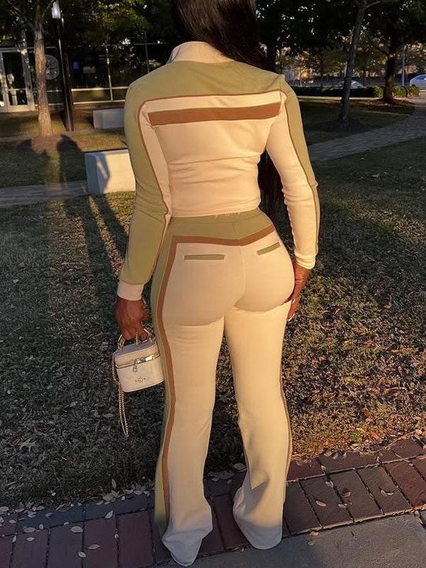 Colorblock Zip-Front Jacket & Pants Set