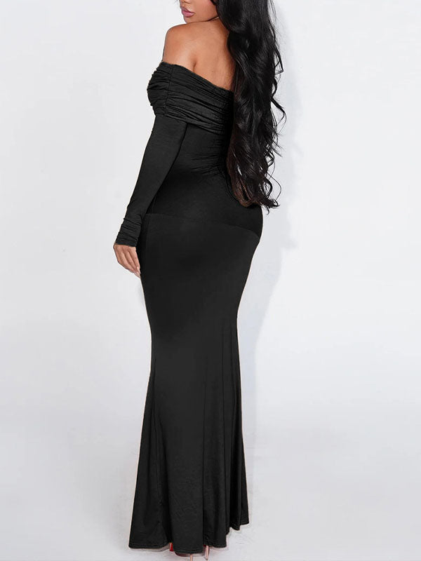 Solid Off-Shoulder Maxi Dress