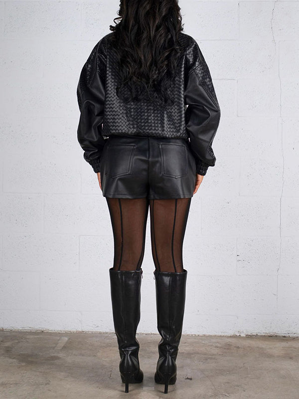 Faux-Leather Zip-Front Jacket