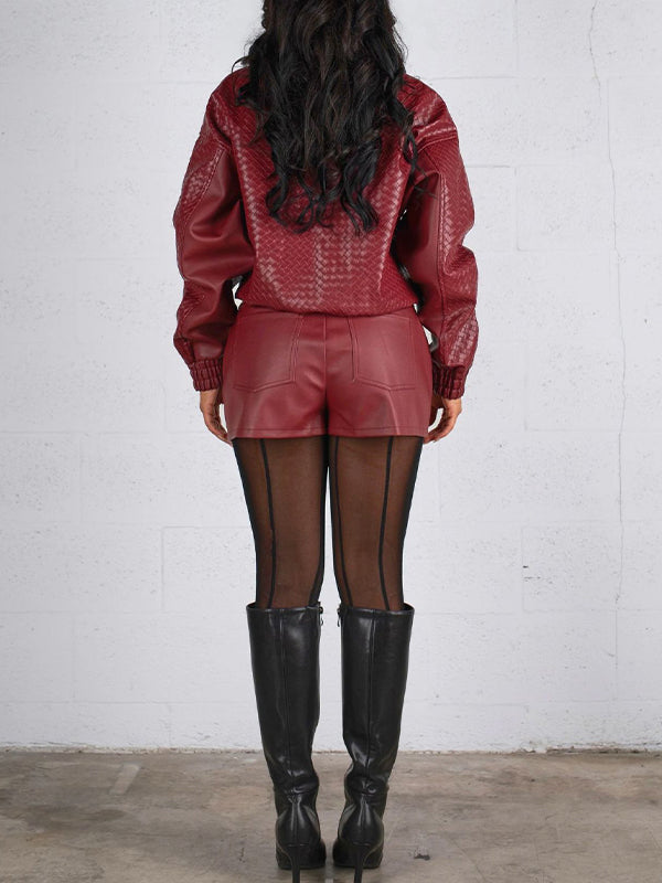 Faux-Leather Zip-Front Jacket
