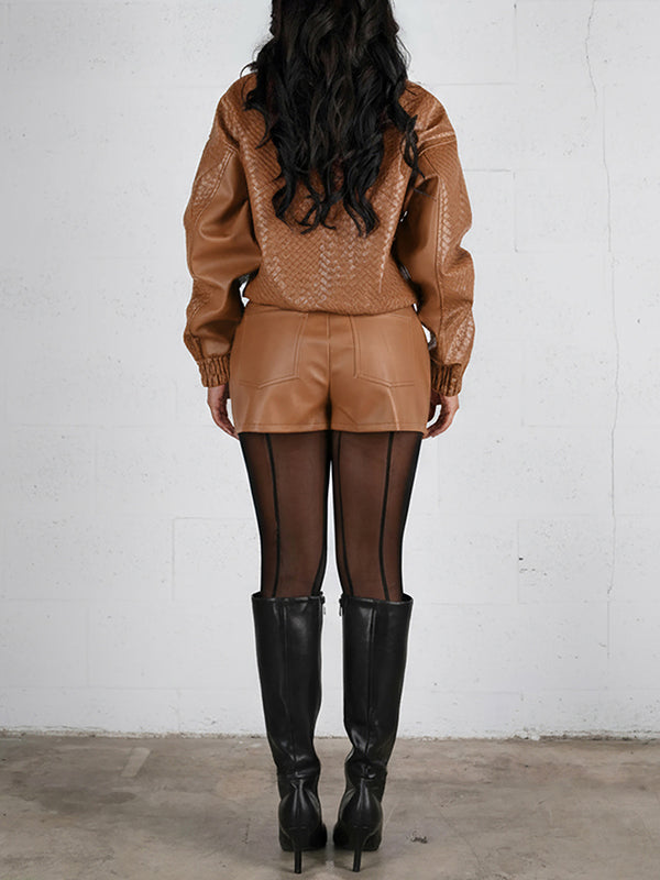 Faux-Leather Zip-Front Jacket