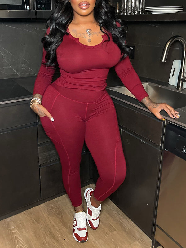 V-Neck Top & Pants Set