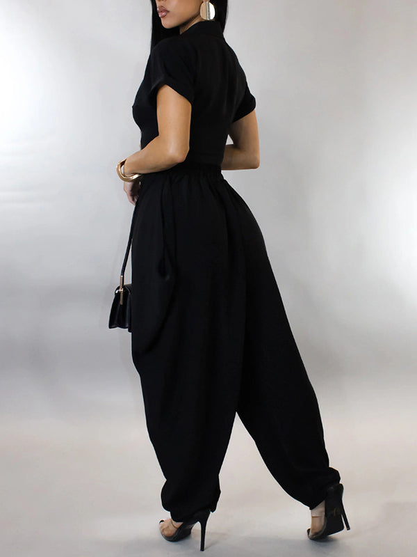 One-Button Crop Top & Pants Set