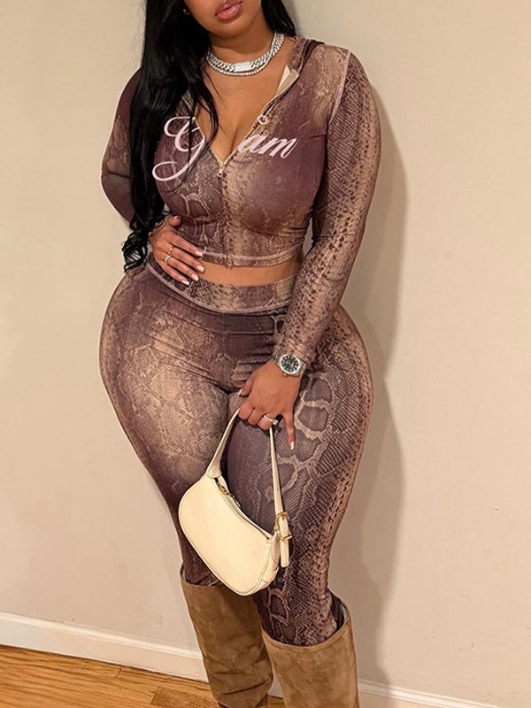 Snake-Print Hoodie & Pants Set