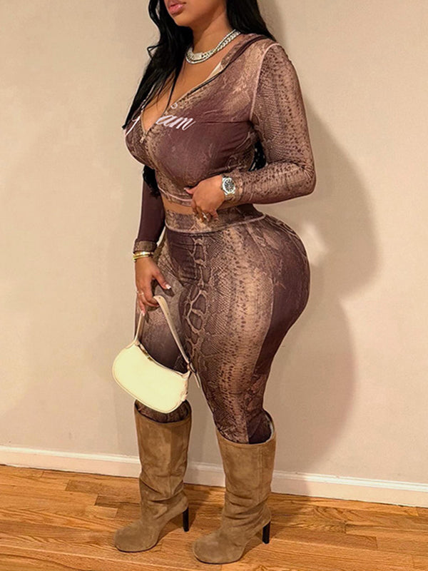 Snake-Print Hoodie & Pants Set