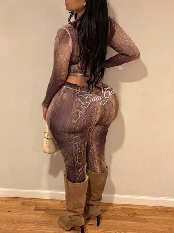 Snake-Print Hoodie & Pants Set