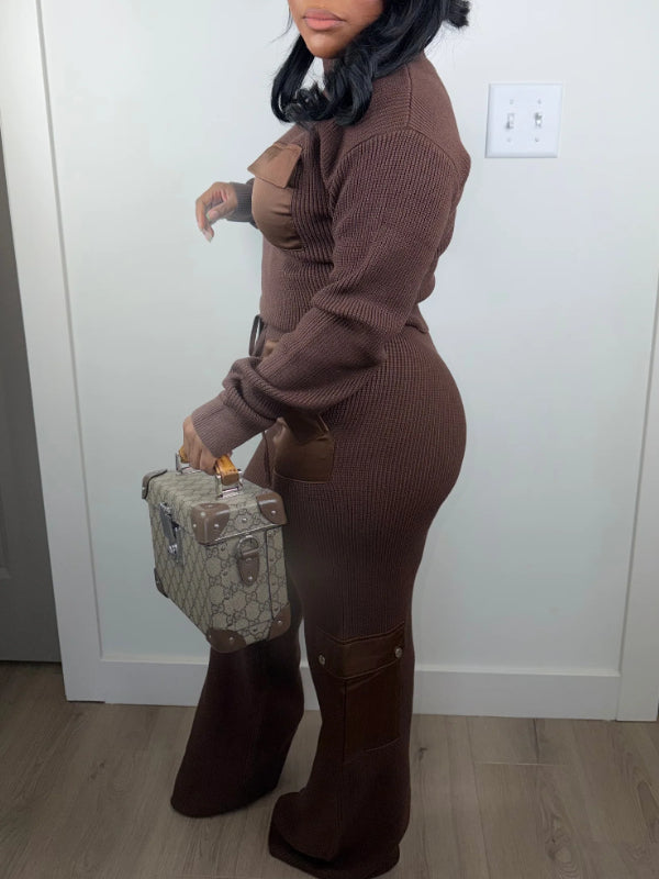 Satin Combo Ribbed Top & Pants Set