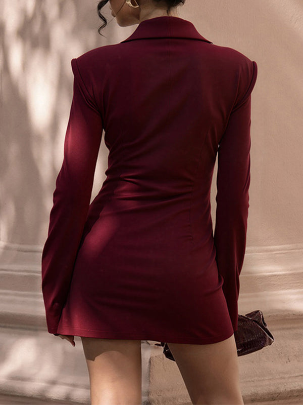 Button-Front Blazer Dress