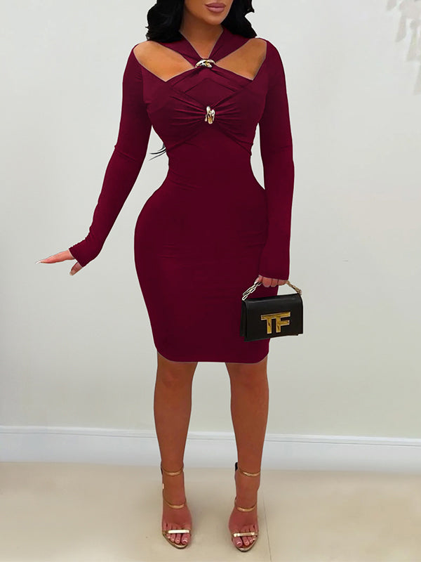 Solid Cutout Bodycon Dress