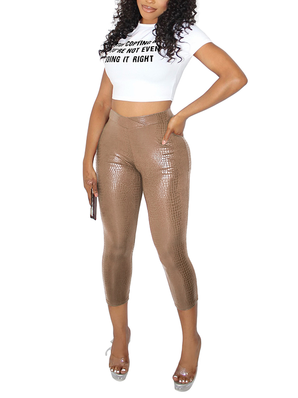 Faux-Leather Capri Pants