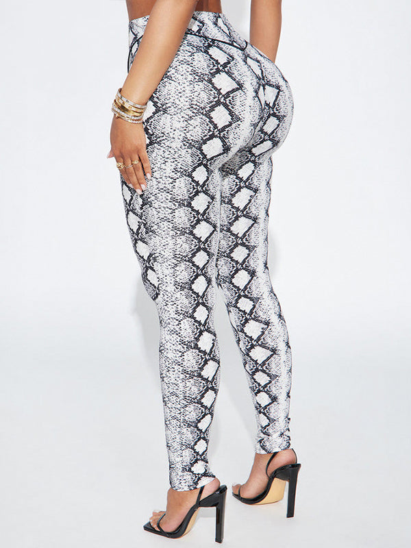 Snake-Print Skinny Pants