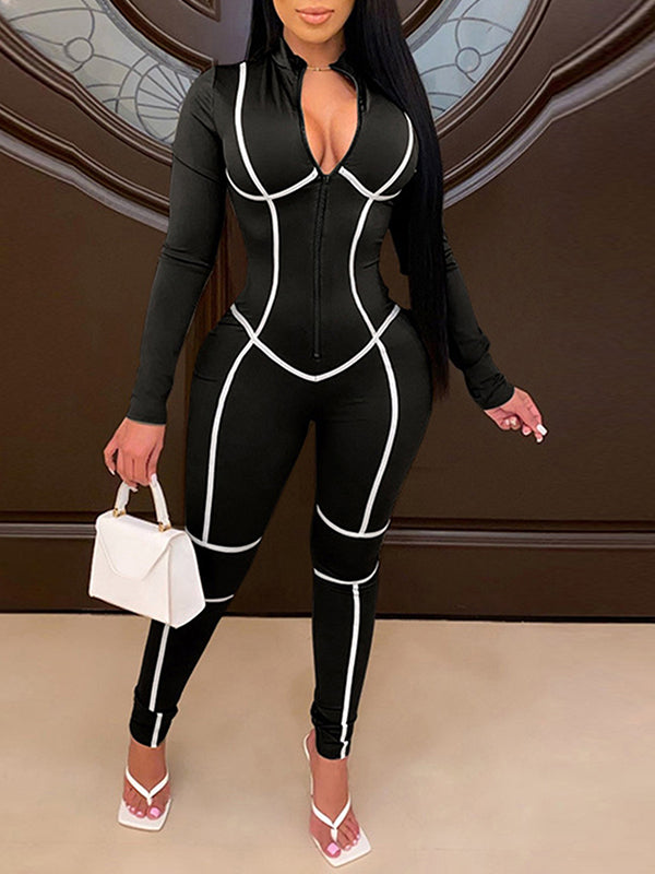 Stripe Zip-Front Jumpsuit