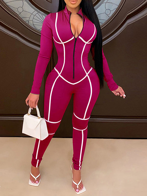 Stripe Zip-Front Jumpsuit