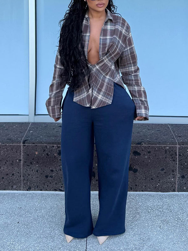 Plaid Side-Slit Shirt