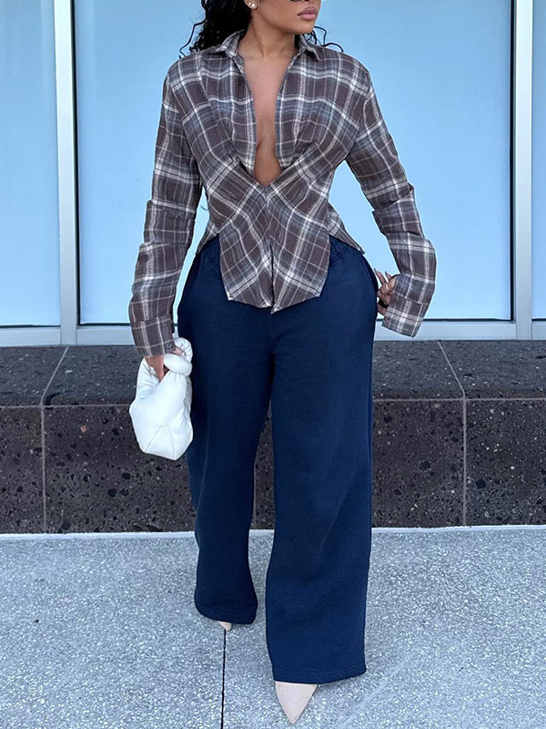 Plaid Side-Slit Shirt