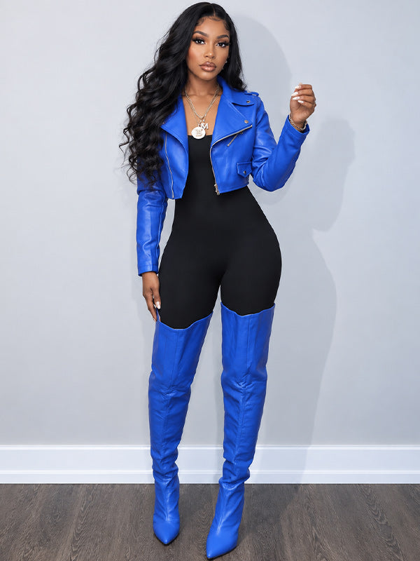 Faux-Leather Zip-Front Jacket