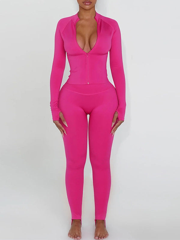 Solid Zip Top & Pants Set